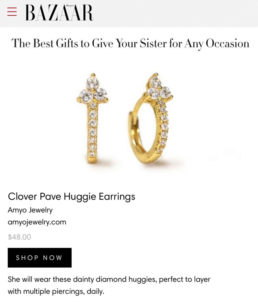 Gold Huggie Earrings on Harper's Bazaar