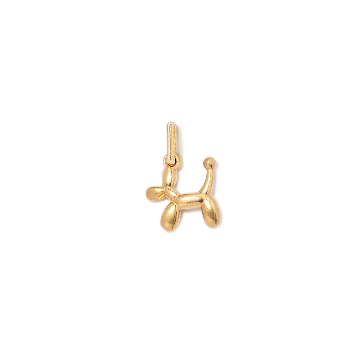 Gold vermeil balloon dog charm with a bail, on a white background