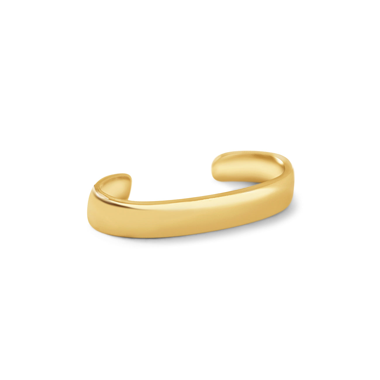 Gold vermeil smooth suspender ear cuff, on a white background