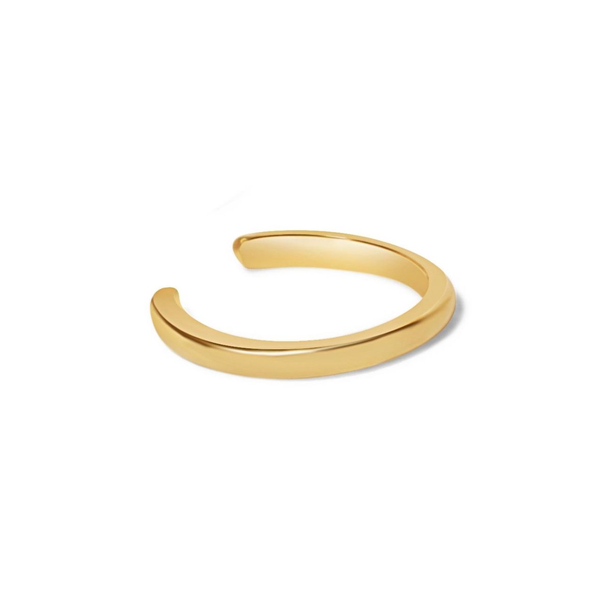 Gold vermeil eternity ear cuff, a smooth open band, on a white background