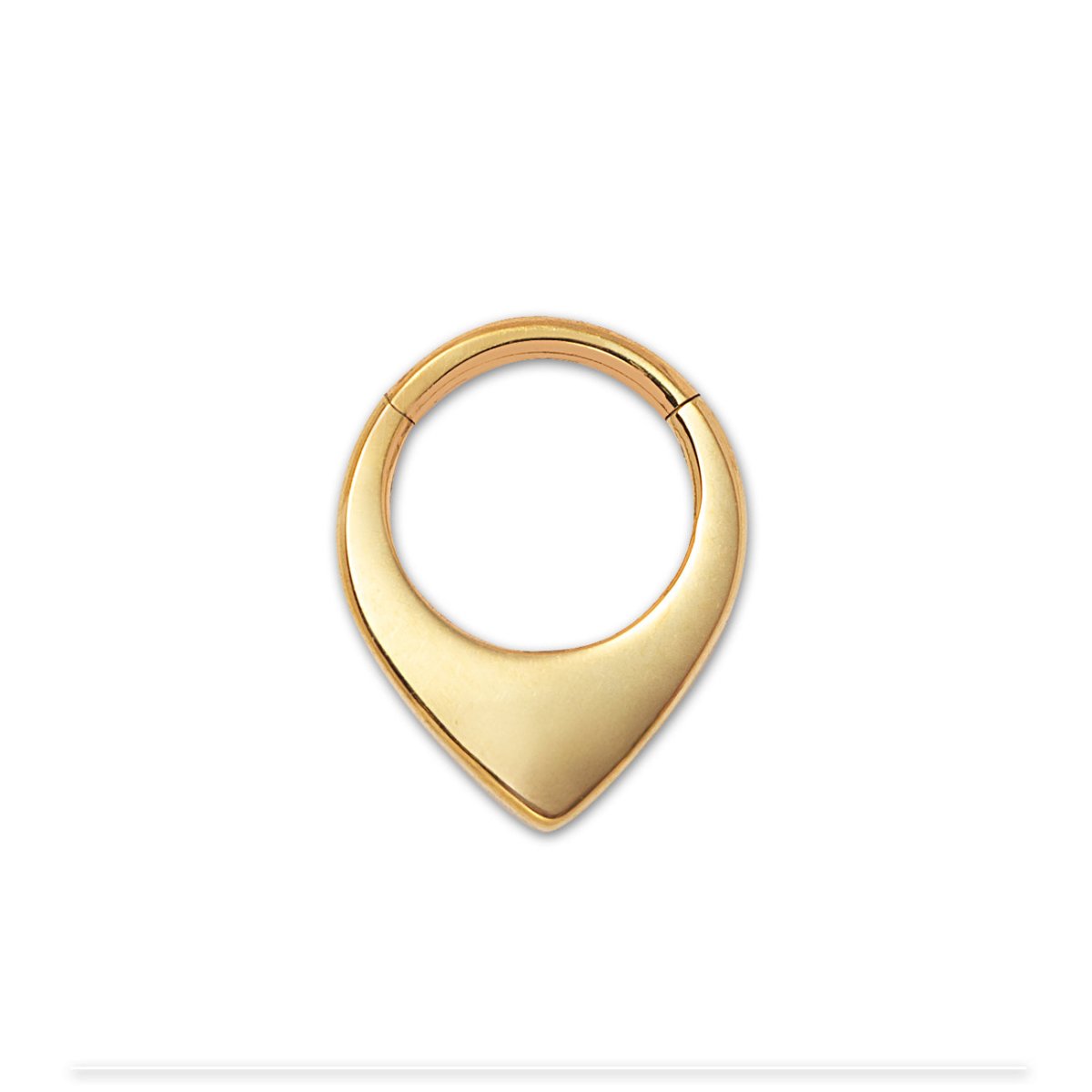 Gold titanium V-shape shield clicker hoop, shown on a white background