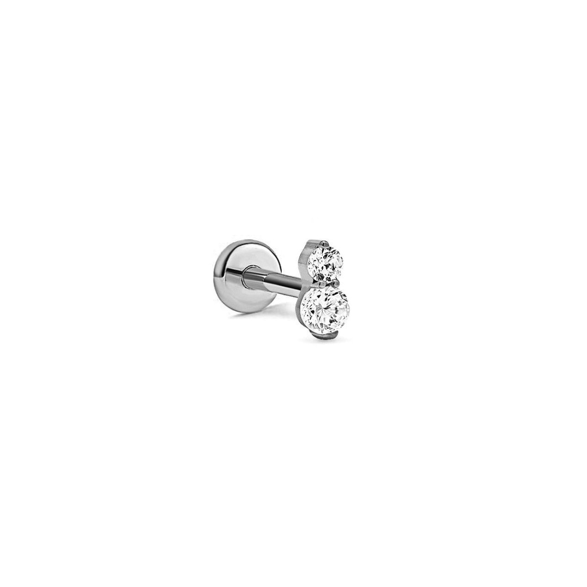 Product image of Pave Duo Stud Earring in Titanium, has a tiny Zirconia stones| #Gemstone_White Zirconia