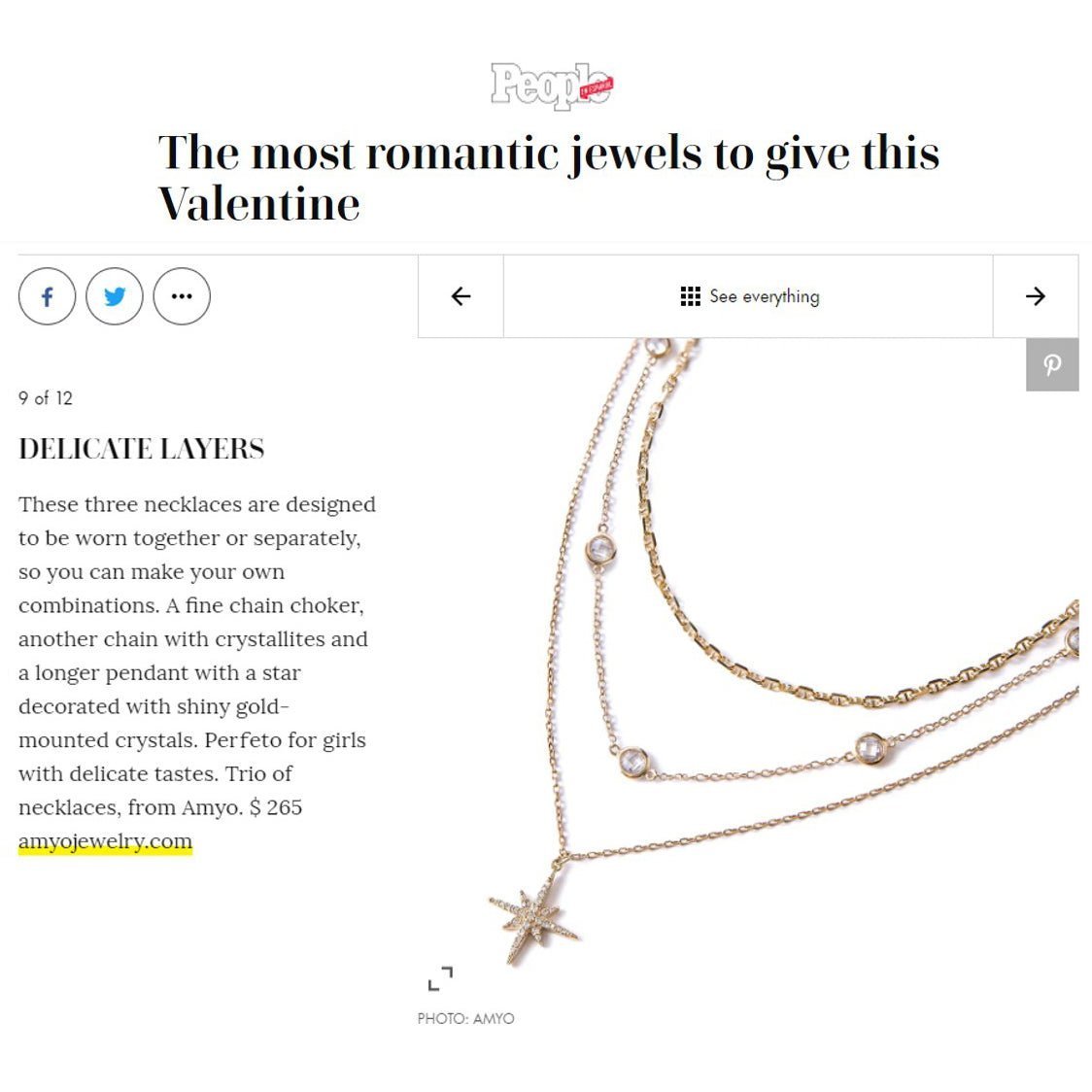 Gold Star Layered Necklace featured on People en Espanol