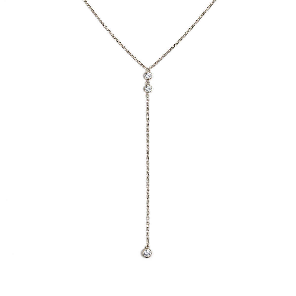 caption:Duet Crystal Lariat Necklace 