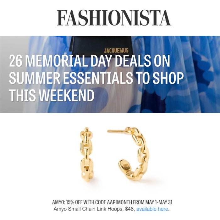 Sterling silver chain link hoop earrings featured in a Fashionista Memorial Day deals graphic