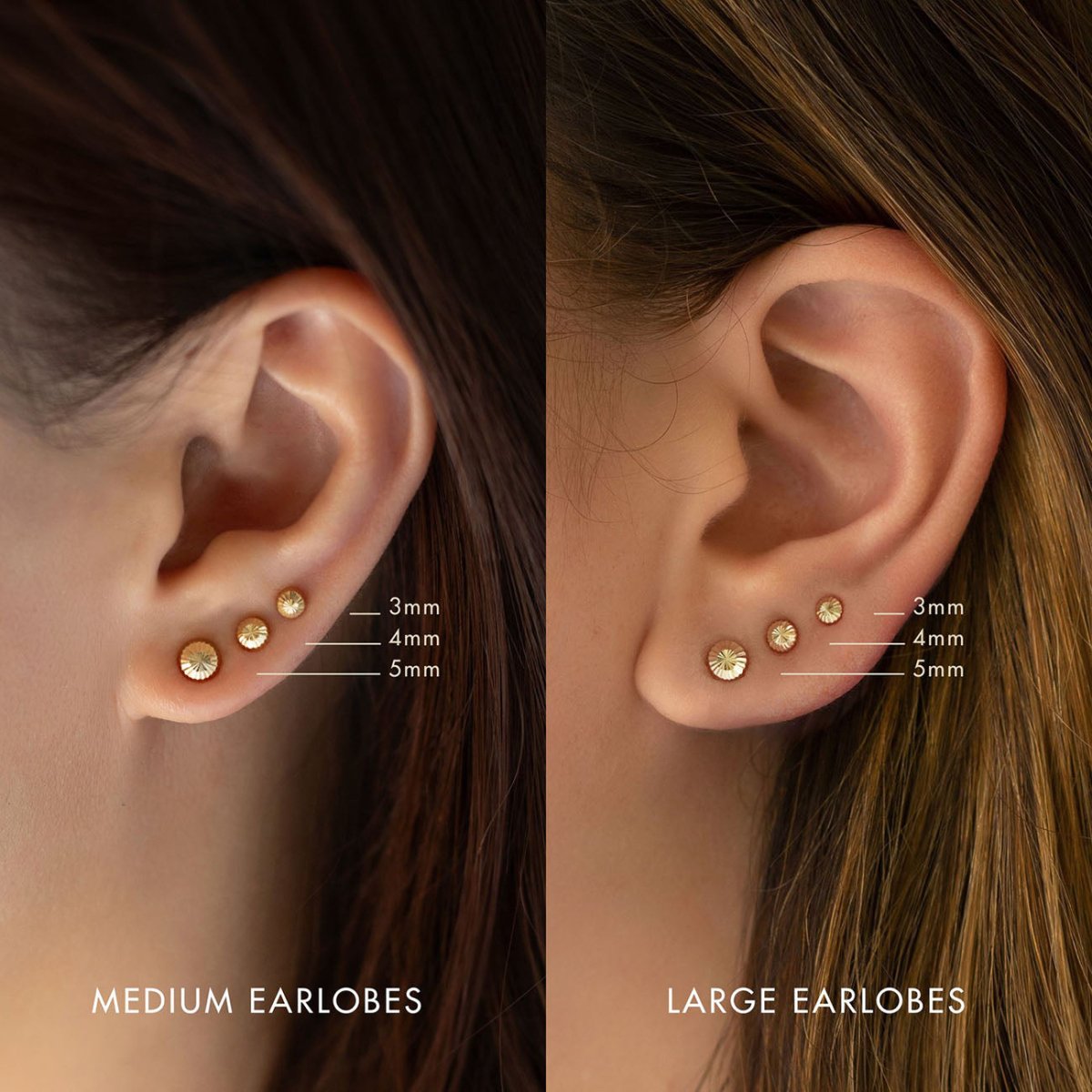 Faceted Ball Studs 14K