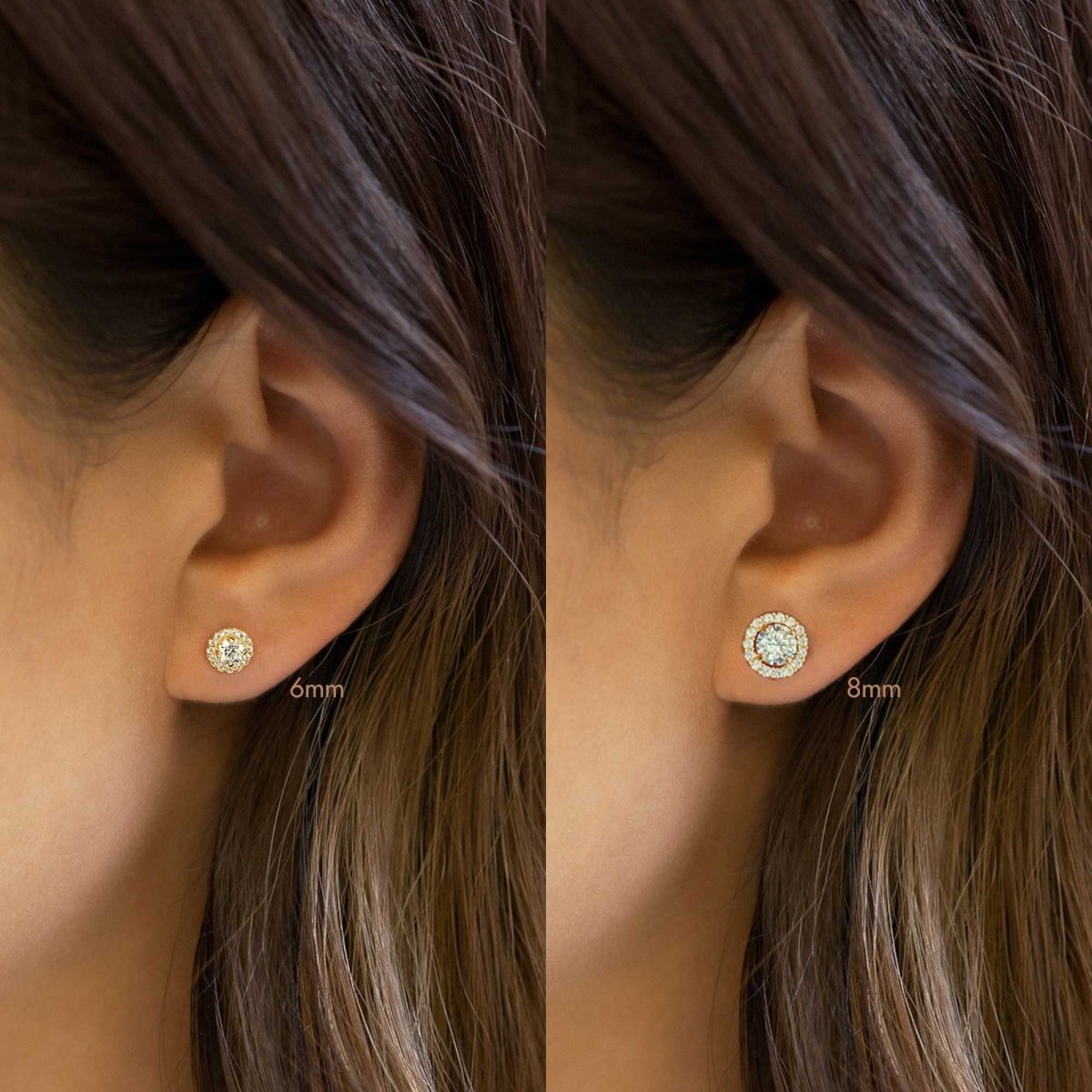 caption: Model has medium sized ear lobes | #Gemstone_White Zirconia