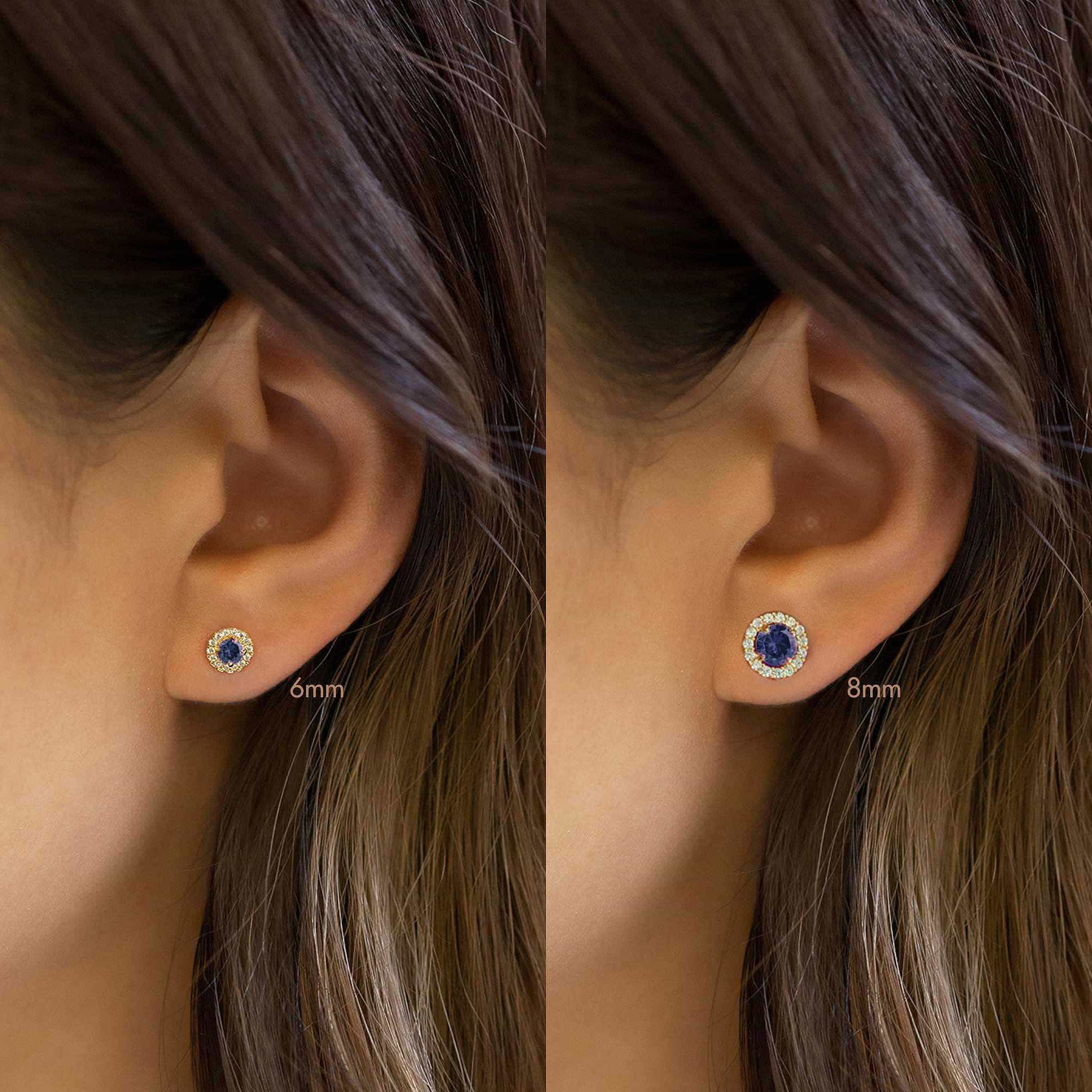 caption: Model has medium sized ear lobes | #Gemstone_Blue Sapphire