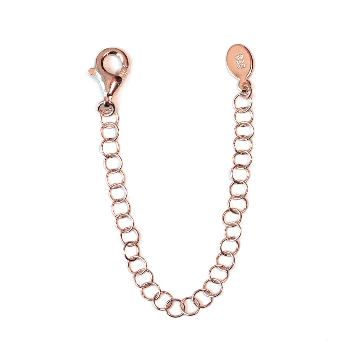 Rose gold vermeil choker necklace extender chain with a lobster clasp, on a white background