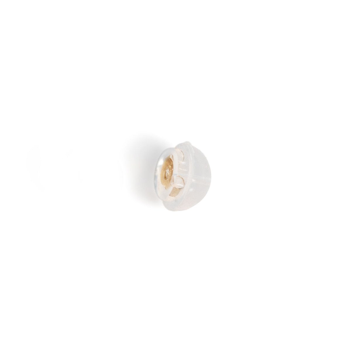 14K gold earring back for the tiny heart stud, on a white background
