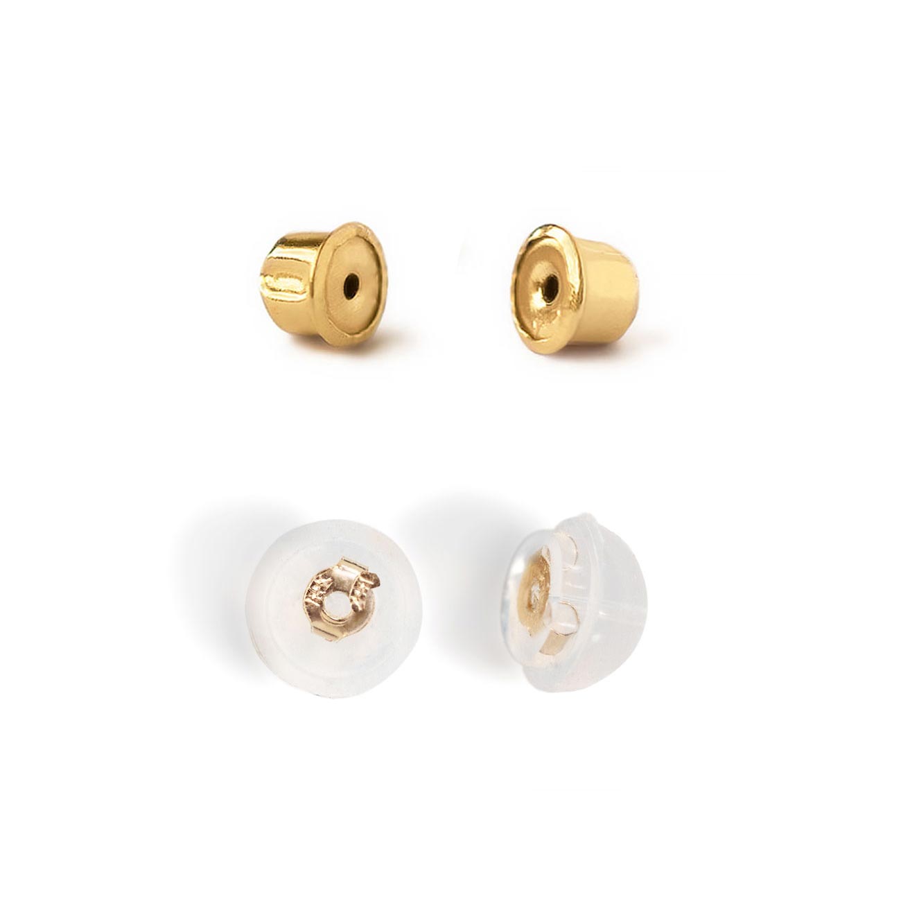 14k yellow gold screw back and silicone back options