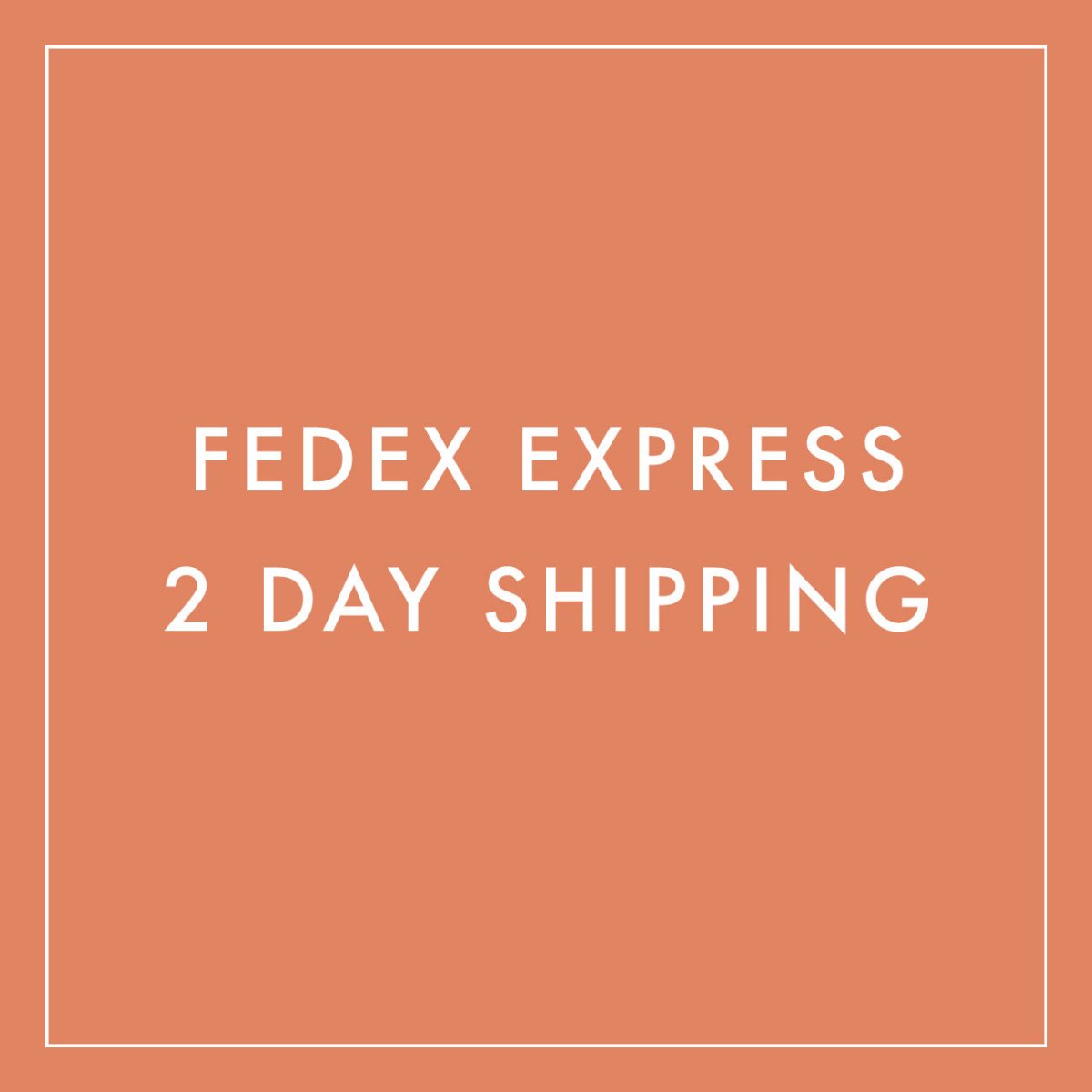 Orange graphic tile reading FedEx Express 2 Day Shipping with a thin white border