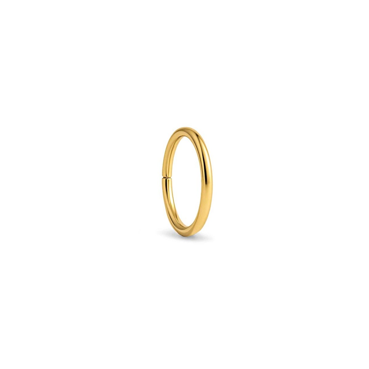 Gold titanium seamless clicker ring hoop, on a white background