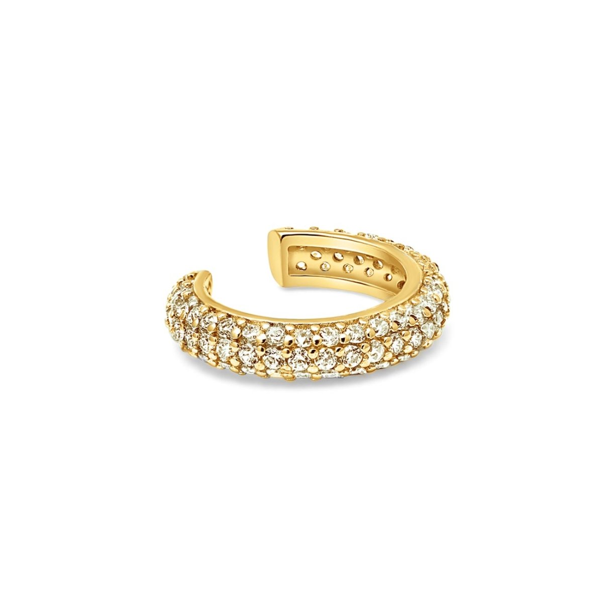 Gold vermeil dome ear cuff pavé-set with clear white zirconia, on a white background