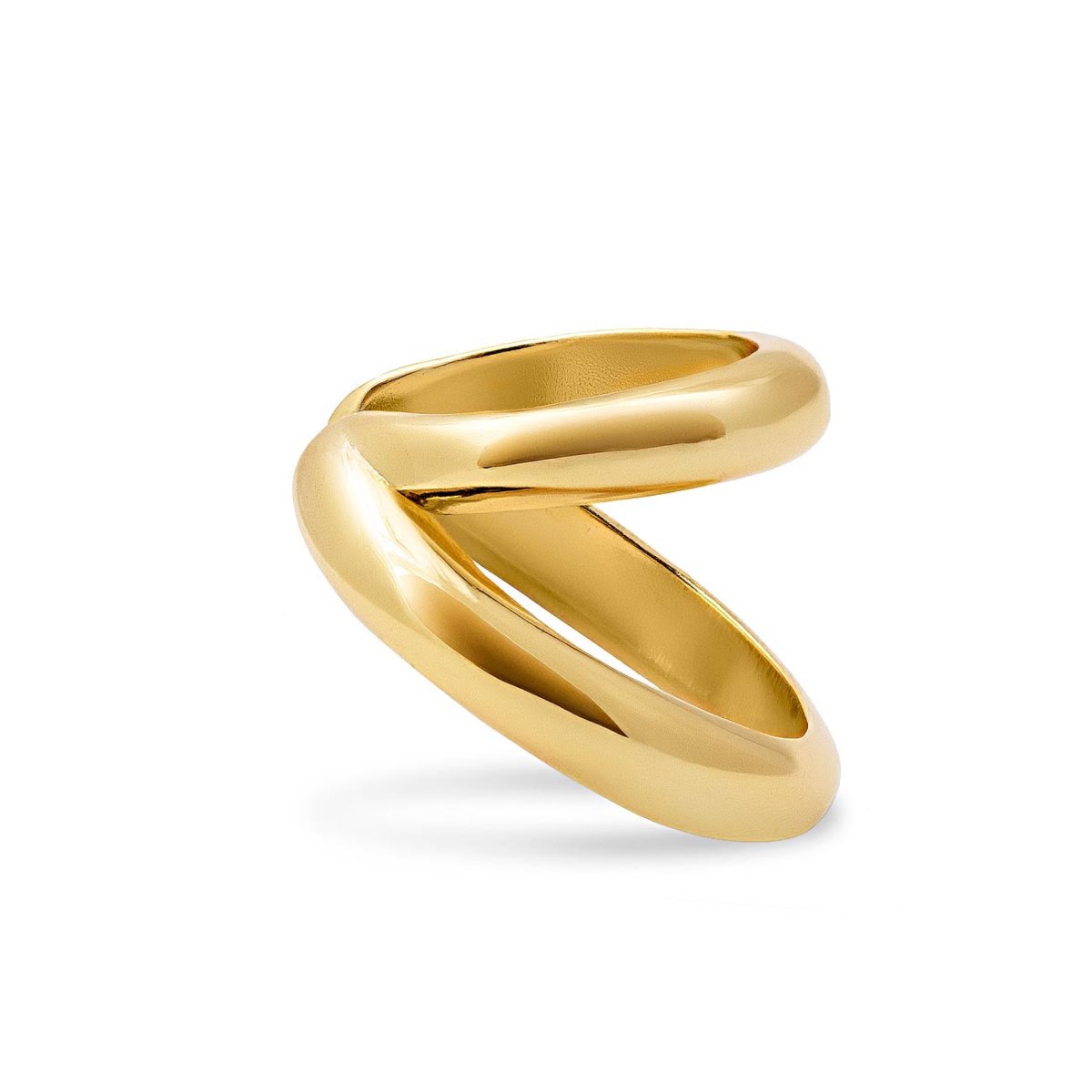 Gold vermeil split double-band cuff, on a white background