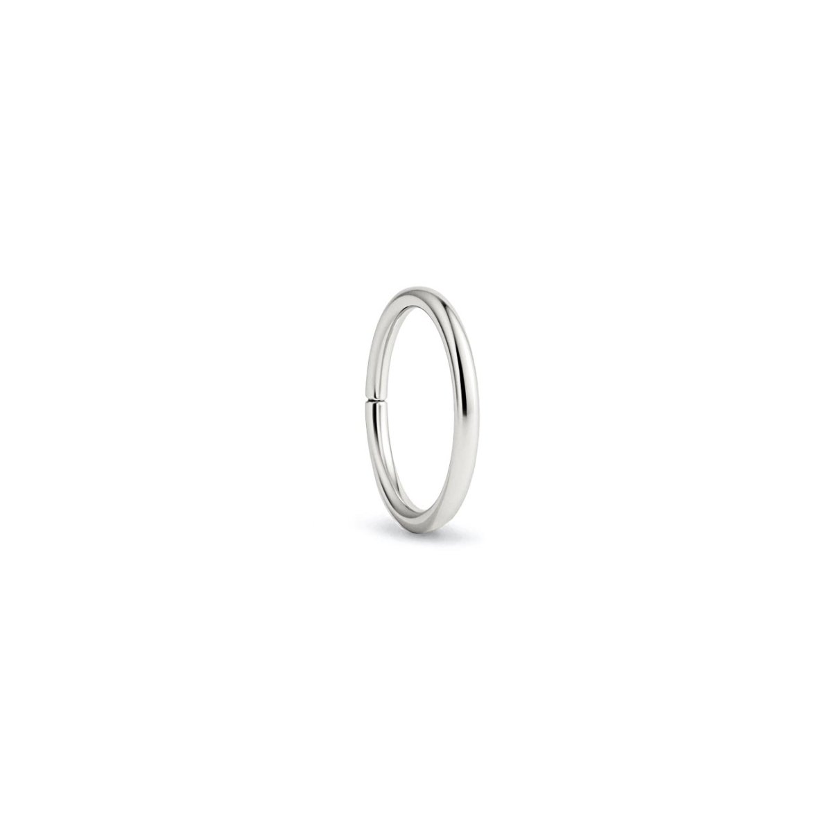 14K white gold seamless clicker ring hoop, on a white background