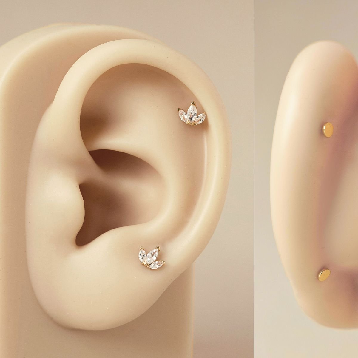 trio-marquise-flat-back-earring-14k-gold, cartilage earring size chart