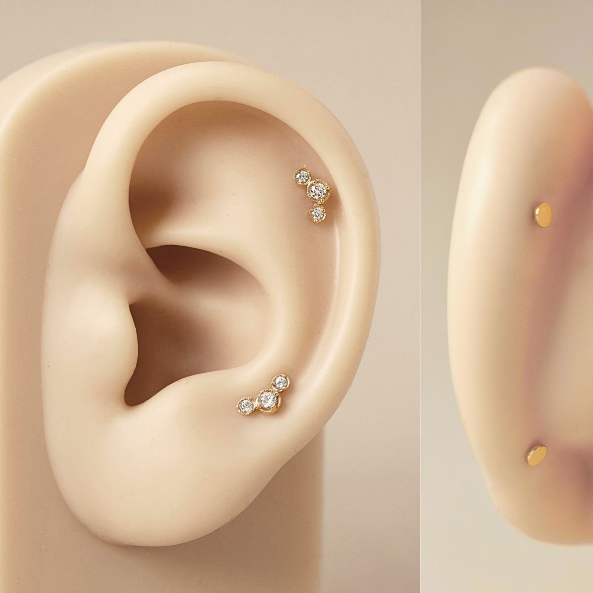 curved-trio-bezel-flat-back-stud-14k-gold, cartilage earring size chart
