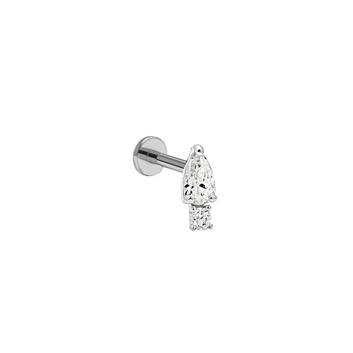 Mini Pear Duo Flatback Stud 14K