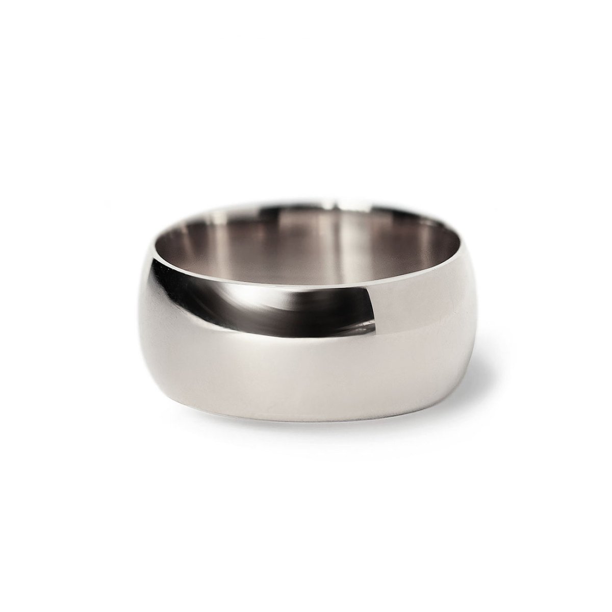 Sterling silver chunky domed band ring, shown on a white background