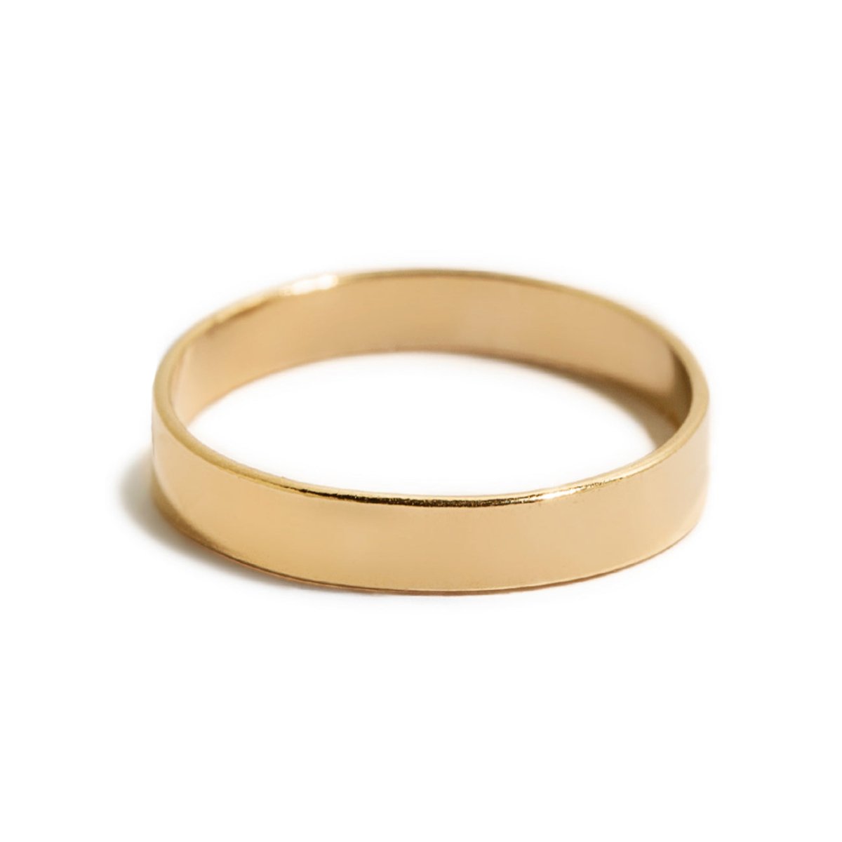 Gold-filled flat cigar band ring, shown on a white background