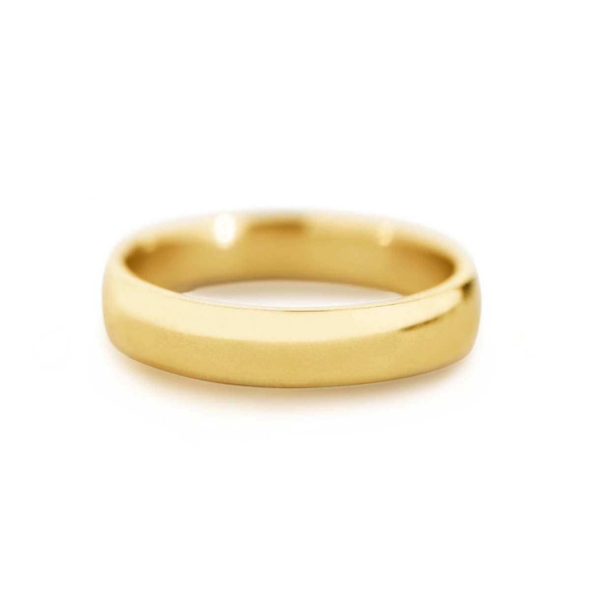Gold vermeil thick domed band ring, shown upright on a white background